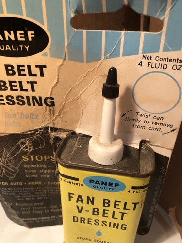 NOS PANEF FAN BELT V-BELT DRESSING CAN MILWAUKEE Tin On Cardboard