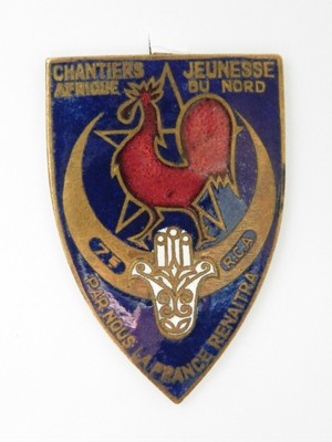 Insigne Boutonnière Original Des Chantiers De Jeunesse D'Afrique Du Nord (6° CJF) - émail, WWII