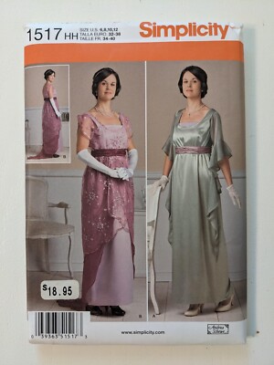 Simplicity 1517-Historical Dress 1910 Downton Sewing Pattern Uncut FF HH 6-12