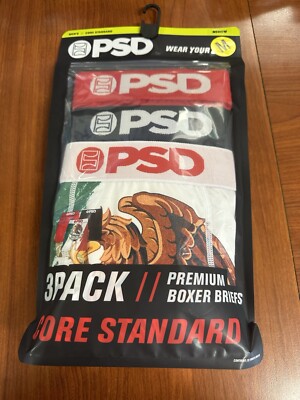 PSD 3 PACK Premium Boxer Briefs Core Standard Men's MEDIUM (32-34)