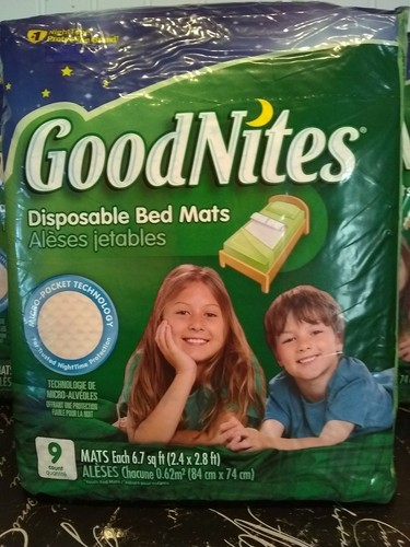 Goodnites Disposable Bed Mats ~ 3 Pkgs of 9 Pads ~ Discreet ~ FP556
