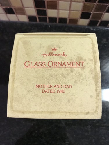 VINTAGE Hallmark Merry Christmas Mother And Dad Tree Ornament 1980 Holiday RARE