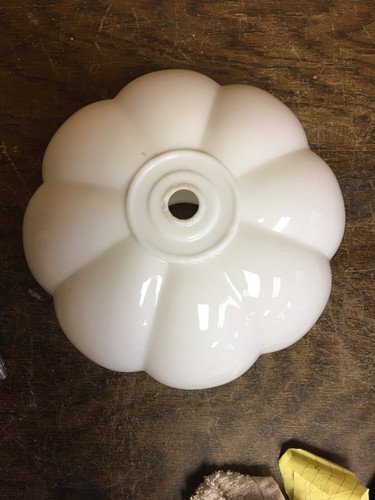 Vintage Milk Glass Art Deco Swag Light Fixture Globe