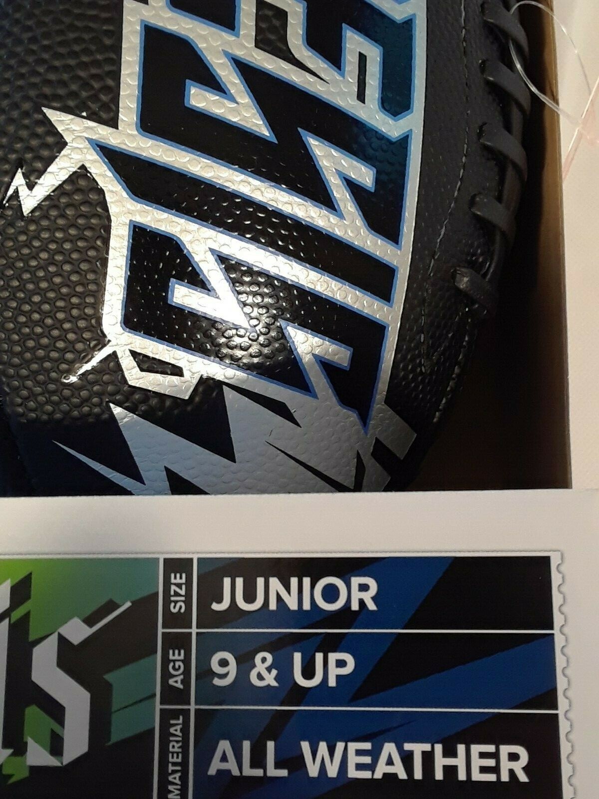 Wilson junior football NEMESIS BLACK BLUE SILVER NWT AGE 9 up all weather