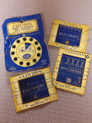 Vintage Clinton  Snap Fasteners & Hook & Eyes New Old Stock