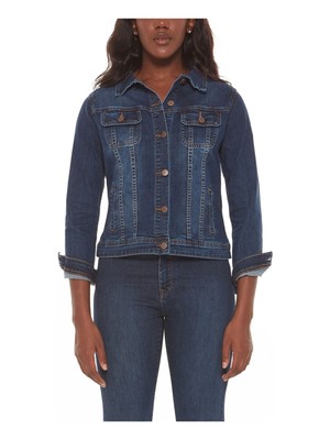 

LOLA JEANS Женская синяя эластичная джинсовая куртка на пуговицах с карманами, Синий, GABRIELLA-CSN-XS
