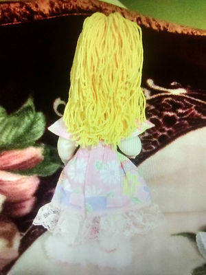 Doll Cloth Hand crafted vintage pattern Blonde Hair comes with clothes and shoes