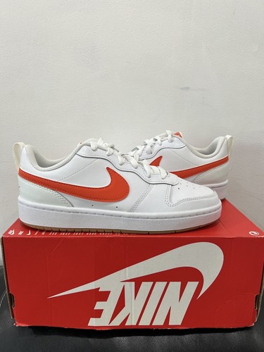 NIKE Court Borough Low 2 GS White/Orange BQ5448-114 Size 5Y