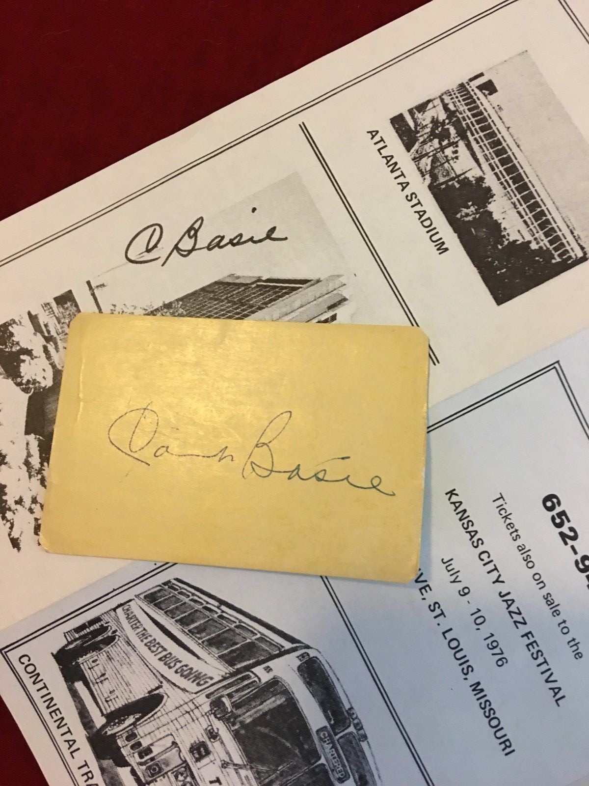 COUNT BASIE AUTOGRAPHS- SET OF TWO FROM 1969 AND 1976