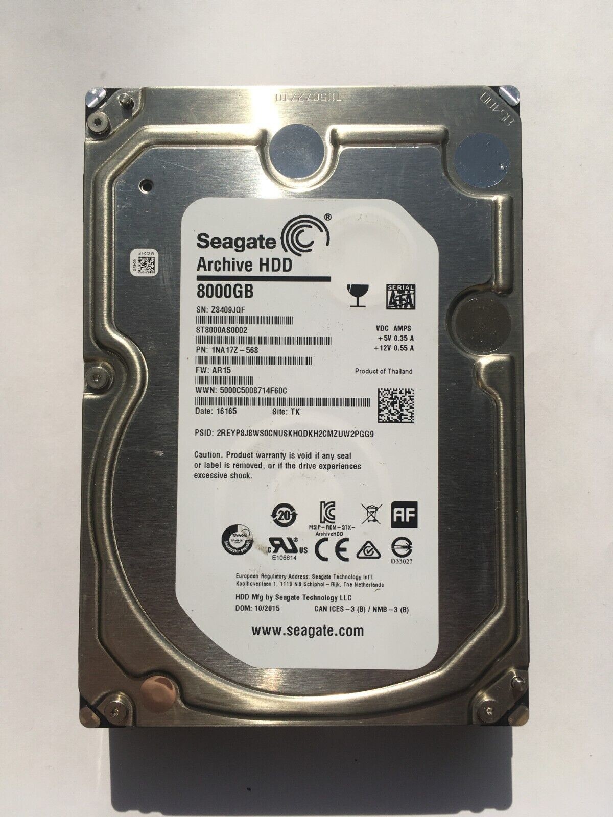 Seagate Archive HDD 8TB 3.5インチ Seagate Archive HDD v2 8TB 5900 RPM 3.5