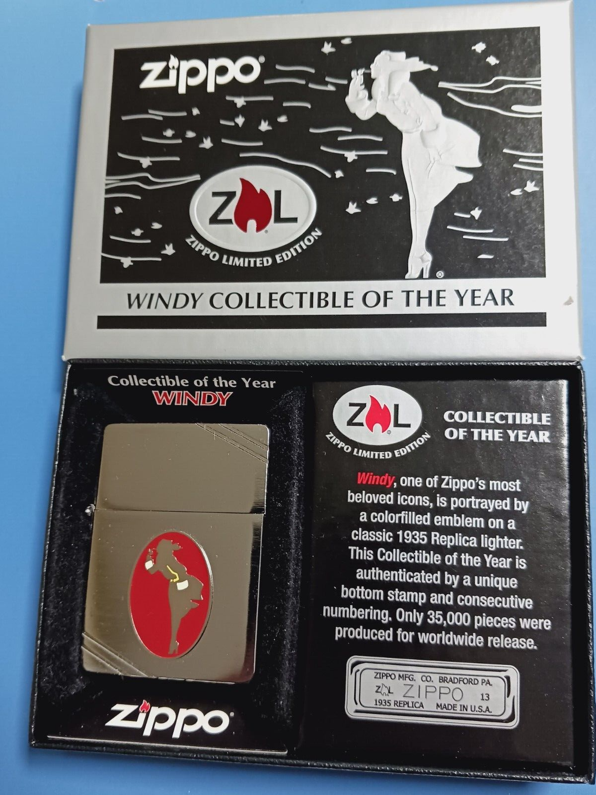 Zippo Windy Girl 2013 Collectible of the Year Brushed Chrome