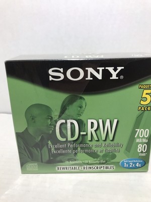 Sony CD-RW 5 pack 7MB/Mo 80min Disk Excellent Performance and Reliability