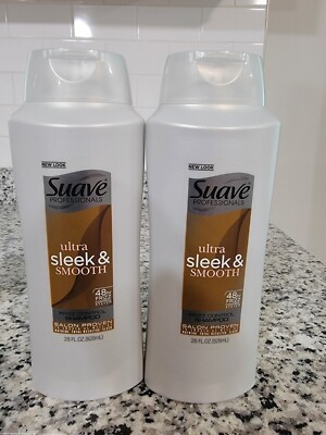 Lot of 2 Suave Professionals Ultra Sleek & Smooth Frizz Control Shampoo 28oz