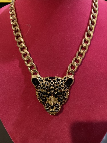 ネックレス・ペンダント Gold Crystal Tribal Leopard Head Bib Necklace ネックレス・ペンダント Gold Crystal Tribal Leopard Head Bib