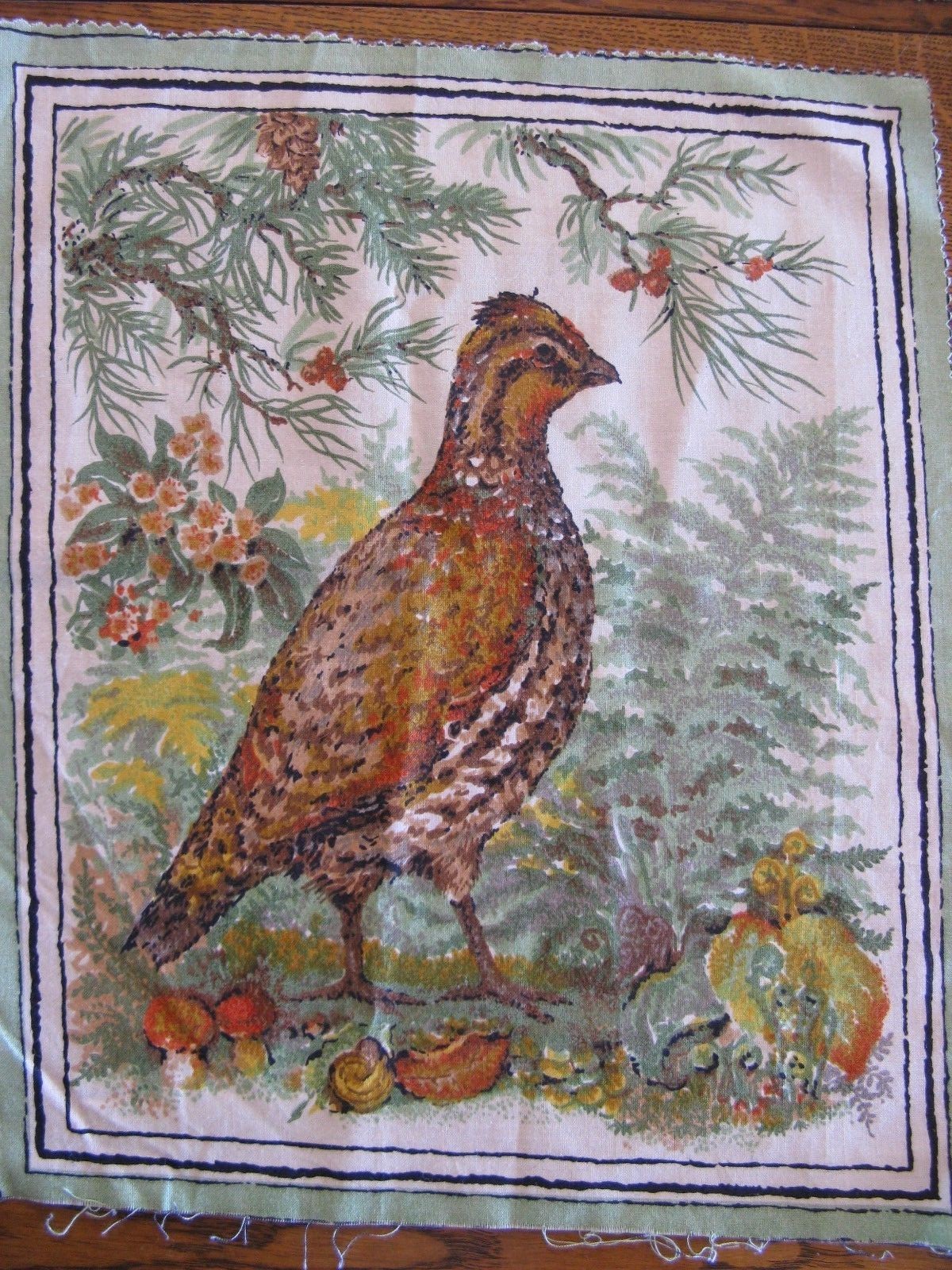 Vintage Silk Screen Animal WILDLIFE 6 Fabric Panels for Quilting  Embroidery