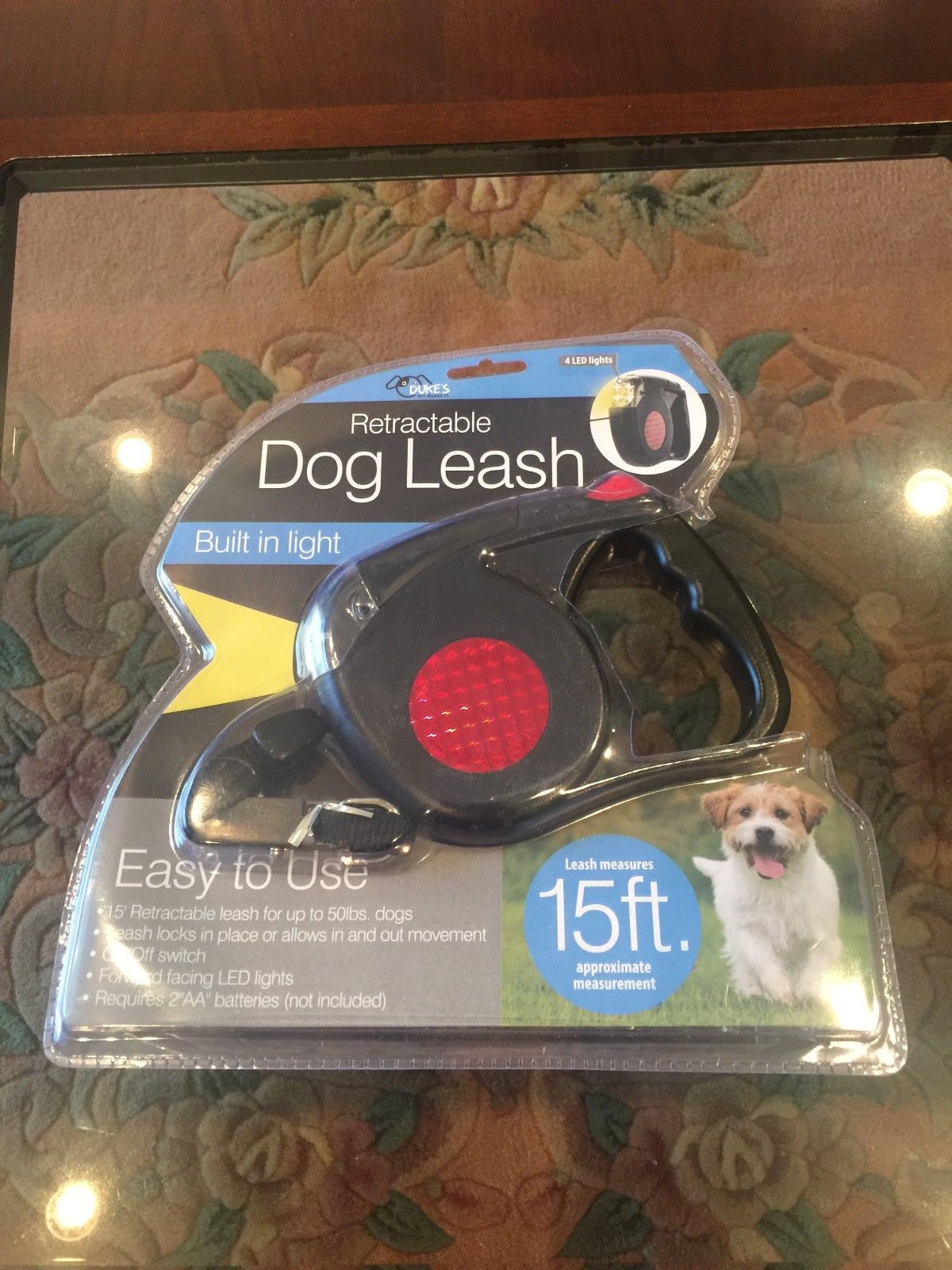 Duke's Retractable Dog Leash with Built-In LED Light (Brand-New) (15 Foot Leash)