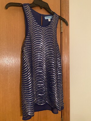 Francesca s Dina Be Navy Tunic Top Blouse Sleeveless Shirt Women's Medium