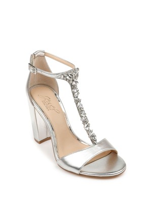 

BADGLEY MISCHKA Женские Серебристые Т-образные ремешки с заклепками 800554922892 Туфли на блочном каблуке 6 м, Серебряный, JW3315