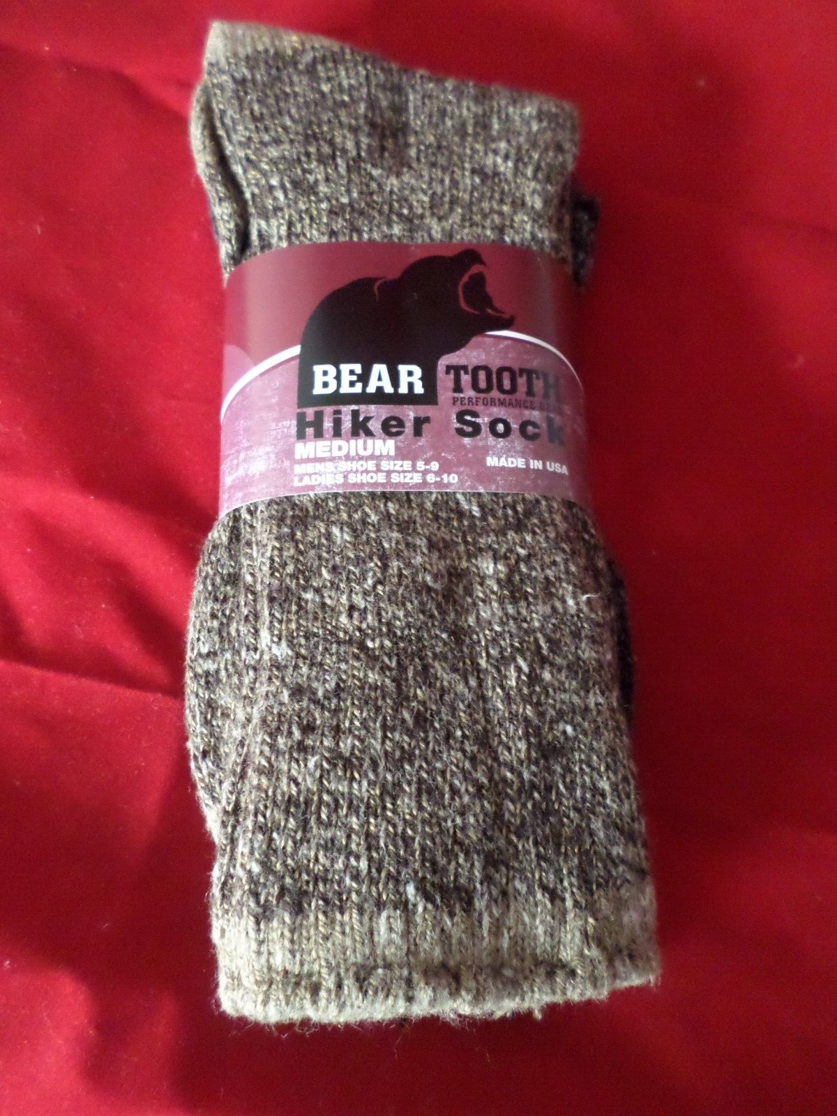 2 Pair Womens Bear Tooth Peformance Cotton Ragg Hiker Sock 6-10 Made in USA