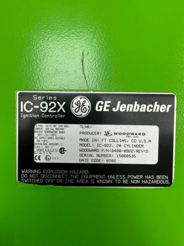 GE JENBACHER IC-92X Ignition controller WOODWARD 8408-0922 S GE JENBACHER IC-92X Ignition controller WOODWARD 8408-0922 S