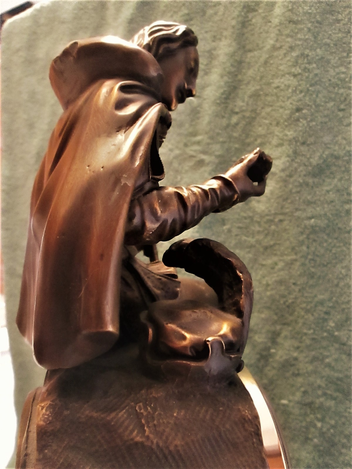 Large Bronze Statue With Clock - Made In Spain