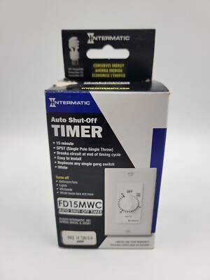 Intermatic FD15MWC Auto Shut-off Timer Up to 15 Minutes - New 