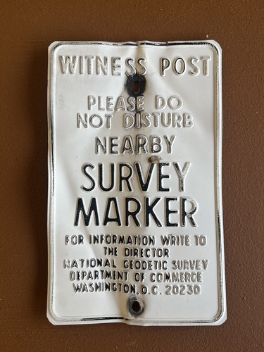 Embossed Witness Post Do Not Disturb Survey Marker Sign Vintage 1960s Geodetic