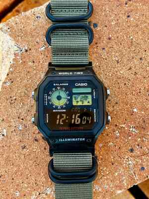 casio royale watch mod with grey black nato strap ae 1200whd 324847703228