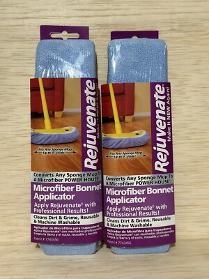 2-Rejuvenate Microfiber Bonnet Applicators Fits Any 9  Sponge Mop Head Reusable