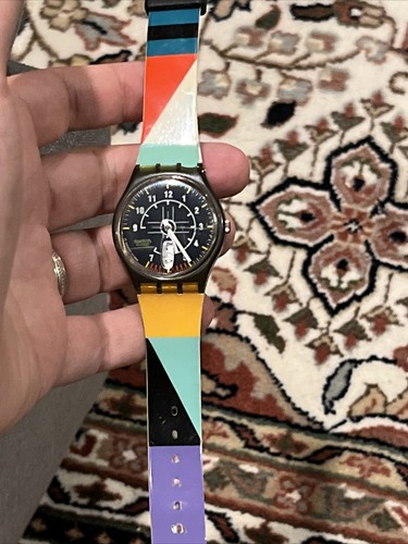 1993 Swatch Force Swiss Made Day Date Watch, 90s Retro Funky