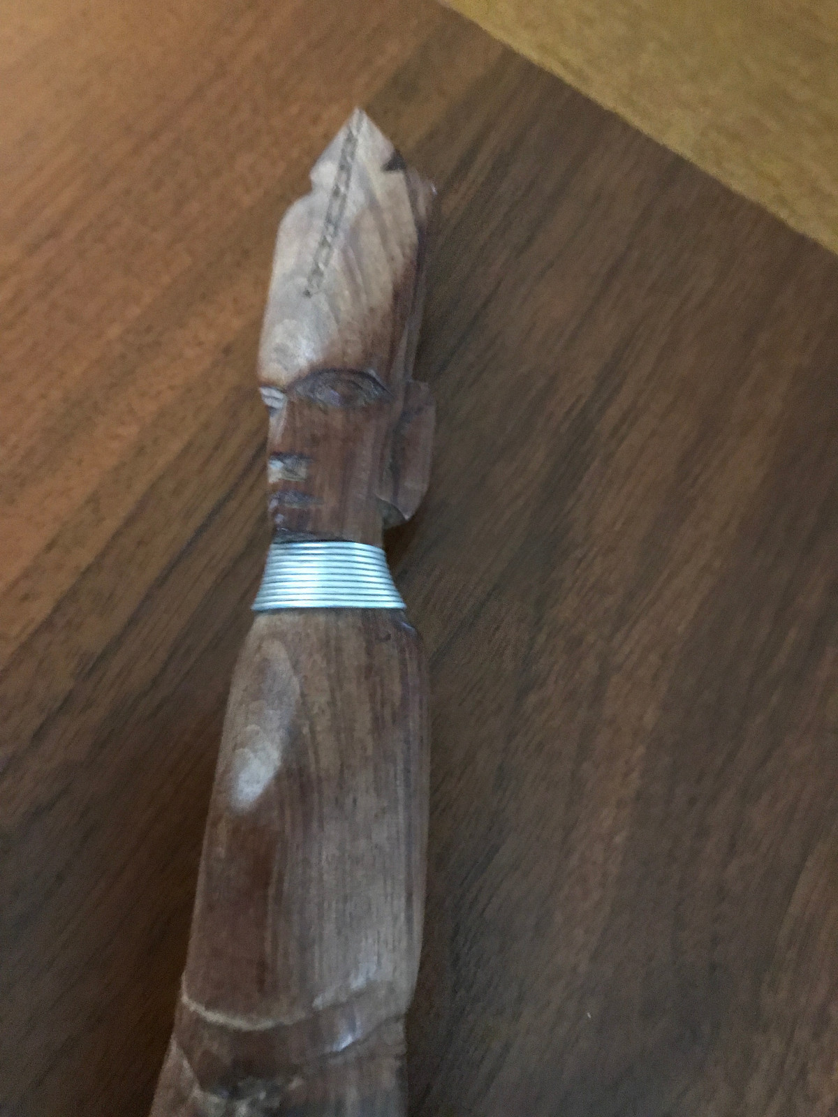 Vintage Teak Salad Spoon & Fork Server Set w/Tiki Head 15