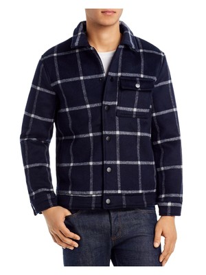 

BLANK NYC Мужское темно-синее клетчатое пальто Windowpane, Navy, 27CM6051BL