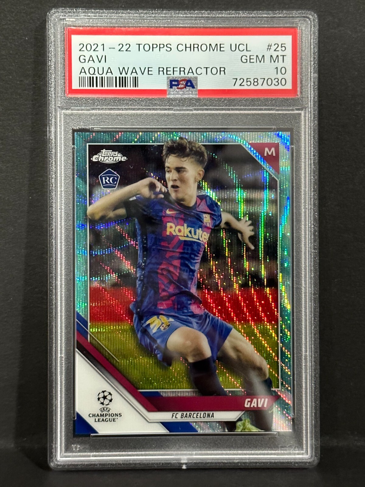 2021-22 Topps Chrome UCL Rookie RC Gavi #25 Aqua Wave