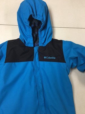 COLUMBIA OMNI SHIELD INTERCHANGE SNOWSUIT W ZIP OUT FLEECE LINER BLUE  12  MS