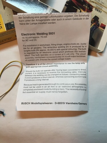 HO Train Layout Electronic Welding Simulation Light NOS