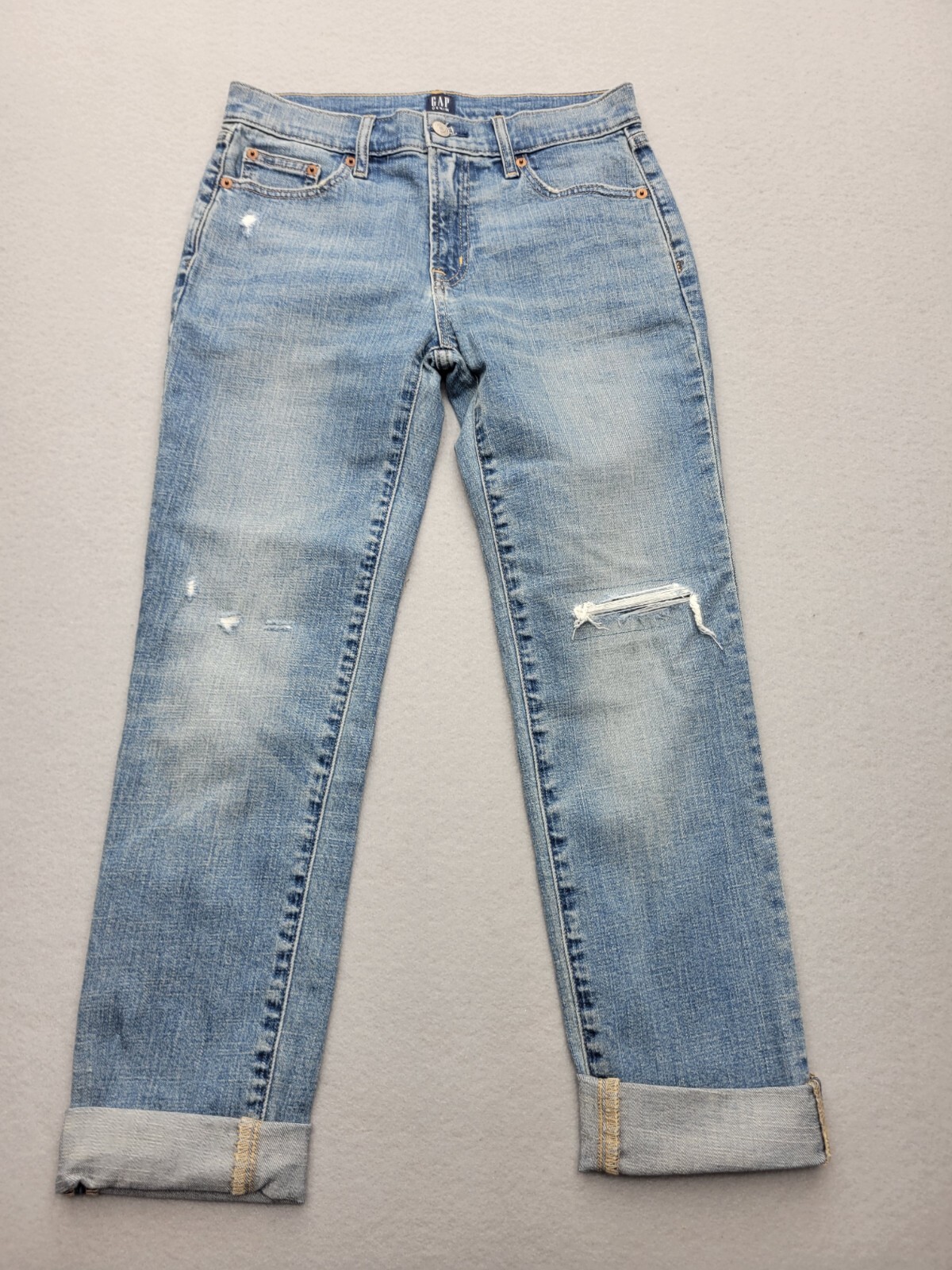 Gap Denim Women's Jeans Size 00 Blue Girlfriend Light Wash Ripped