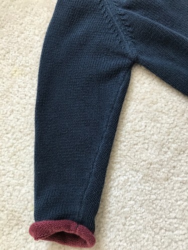 Boys 3T Bulldog Puppy Knit Long Sleeve Sweater Navy Maroon LLBean