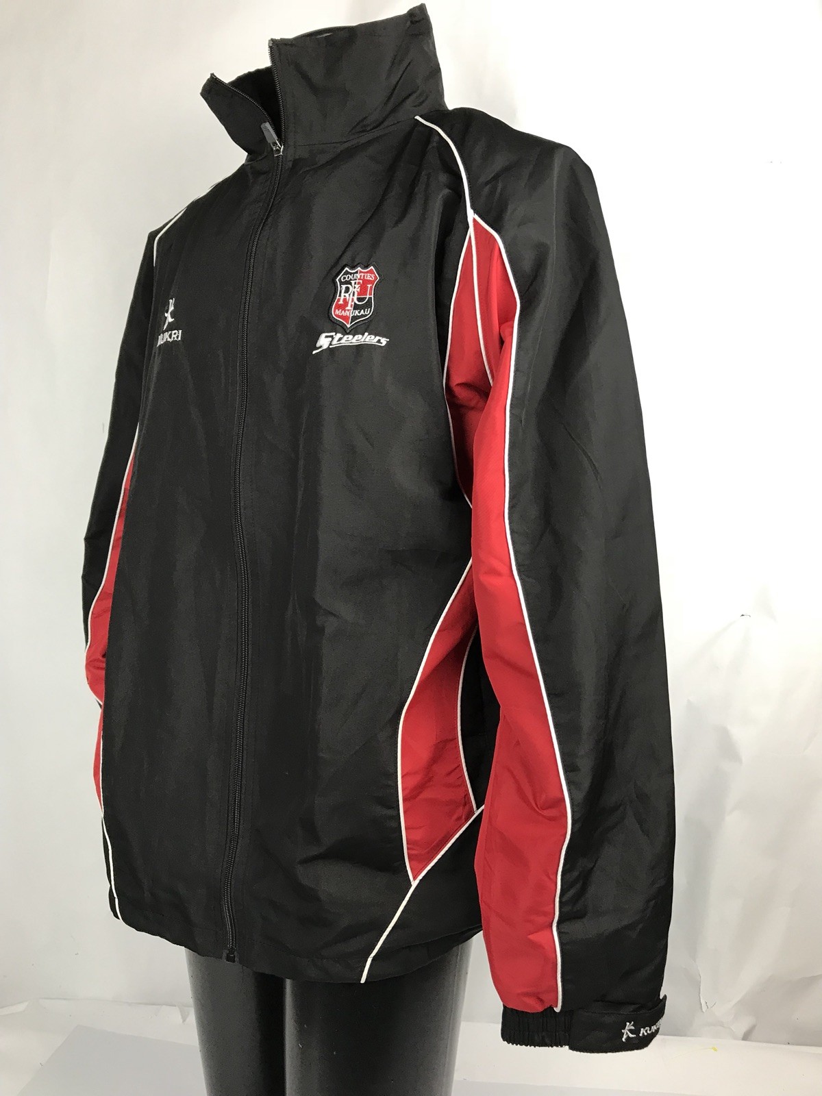 Counties Manukau Steelers Rugby Football Full Zip Jacket 2XL Black Red