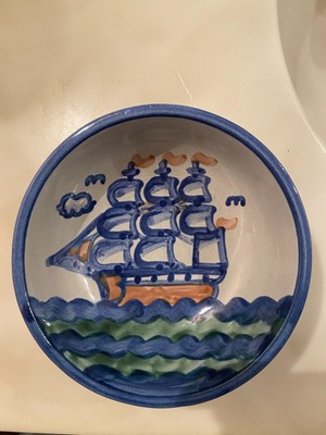 MA Hadley Pottery Vintage Sailing Ship 5'' Bowl
