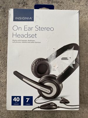 Insignia - On-Ear Stereo Headset -  tablets pc laptop smartphone- Black