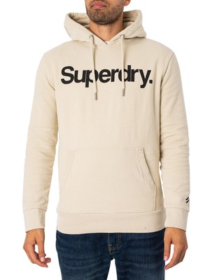 Мужской классический пуловер с капюшоном Superdry Core Logo, бежевый