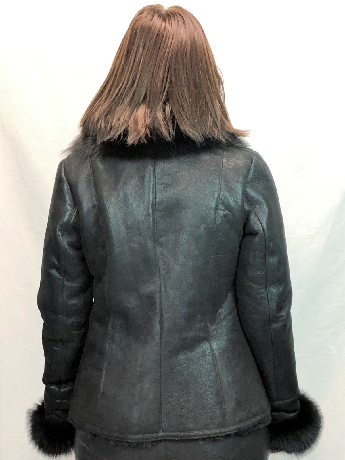 Pre-owned Victoria Real Fox Fur, 100% Real Sheepskin Shearling Leather, Buttons, Jacket Coat Xs-6xl In Black
