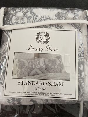 New In Package Villa Lugano Luxury Pillow Sham Standard Size 20  X 26  Cotton