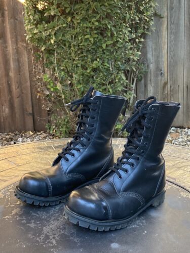 Getta Grip Steel Toe Black Leather Combat Boots UK 6 Mens US Getta Grip Steel Toe Black Leather Combat Boots UK 6 Mens US