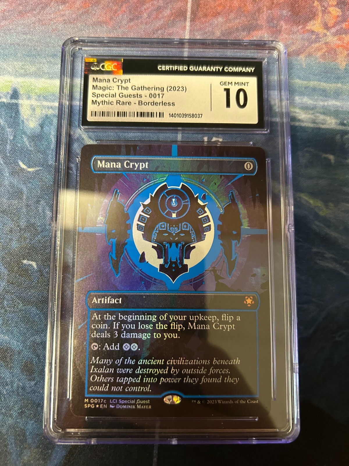 MANA CRYPT NEON INK BLUE #17C 0017c BORDERLESS FOIL CGC 10 MANA CRYPT NEON INK BLUE #17C 0017c BORDERLESS FOIL CGC 10