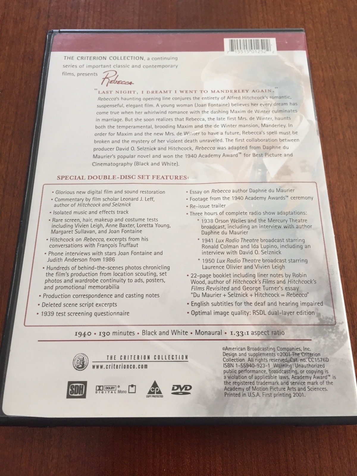 Rebecca, Criterion Collection, DVD, Hitchcock