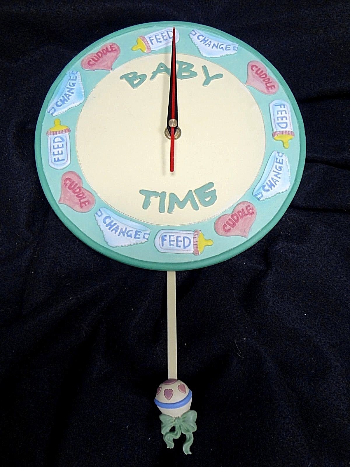 BABY CLOCK~BABY TIME: Cuddle-Change-Feed with Rattle Pendulum #74015~NEW in BOX