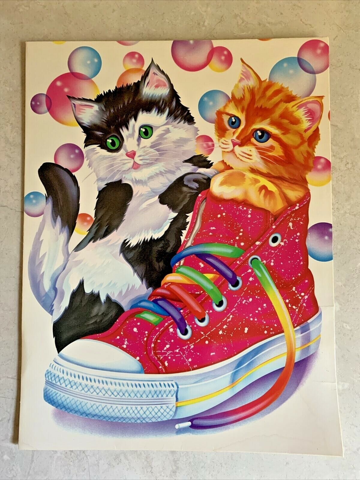 Vintage 1980s Lisa Frank Folder Sneaker Kittens Bubbles Cat Po...