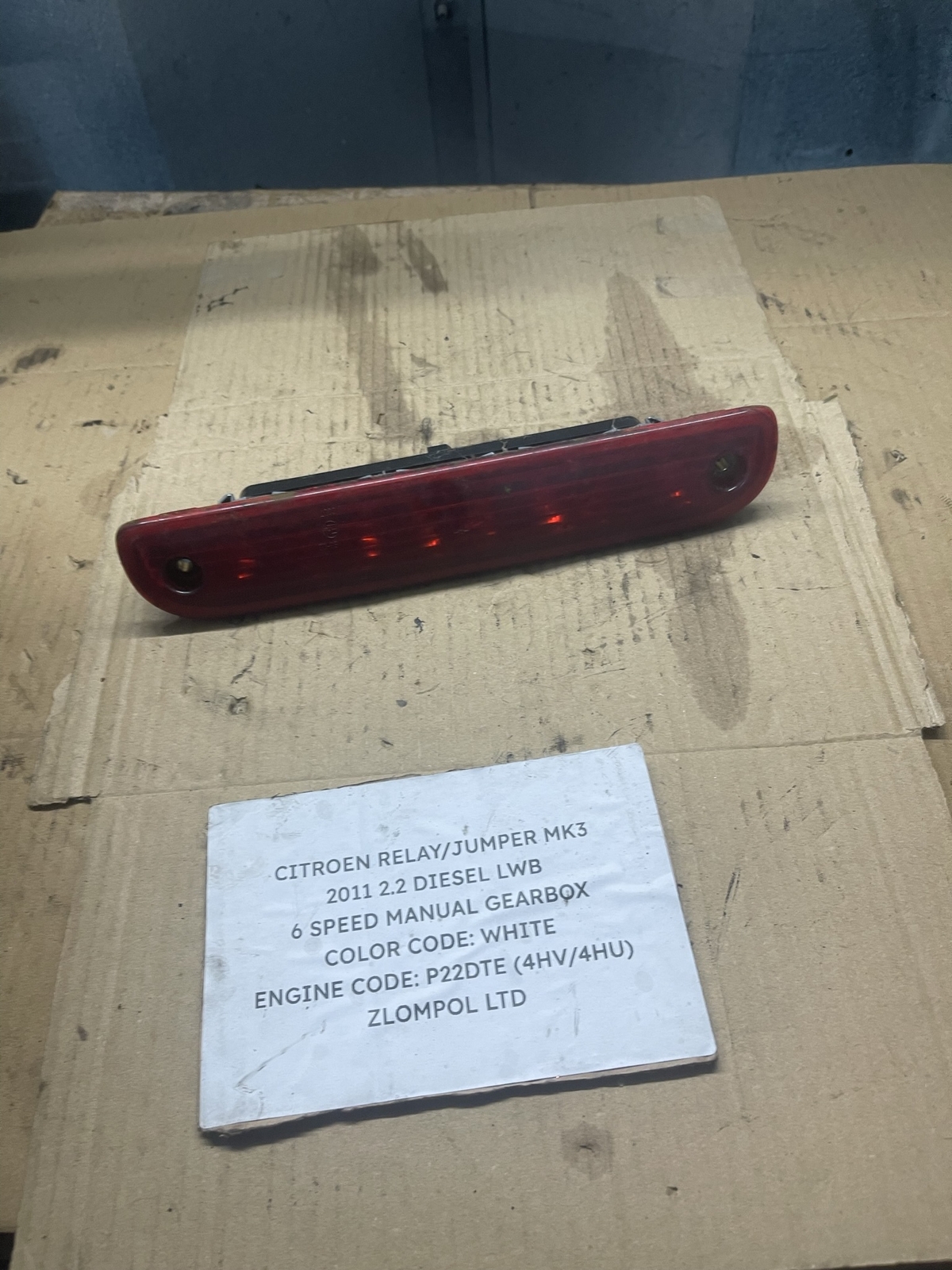 Citroen Relay/Jumper Mk3 2011 - Rear Third Central Brake Light Lamp 1340670080