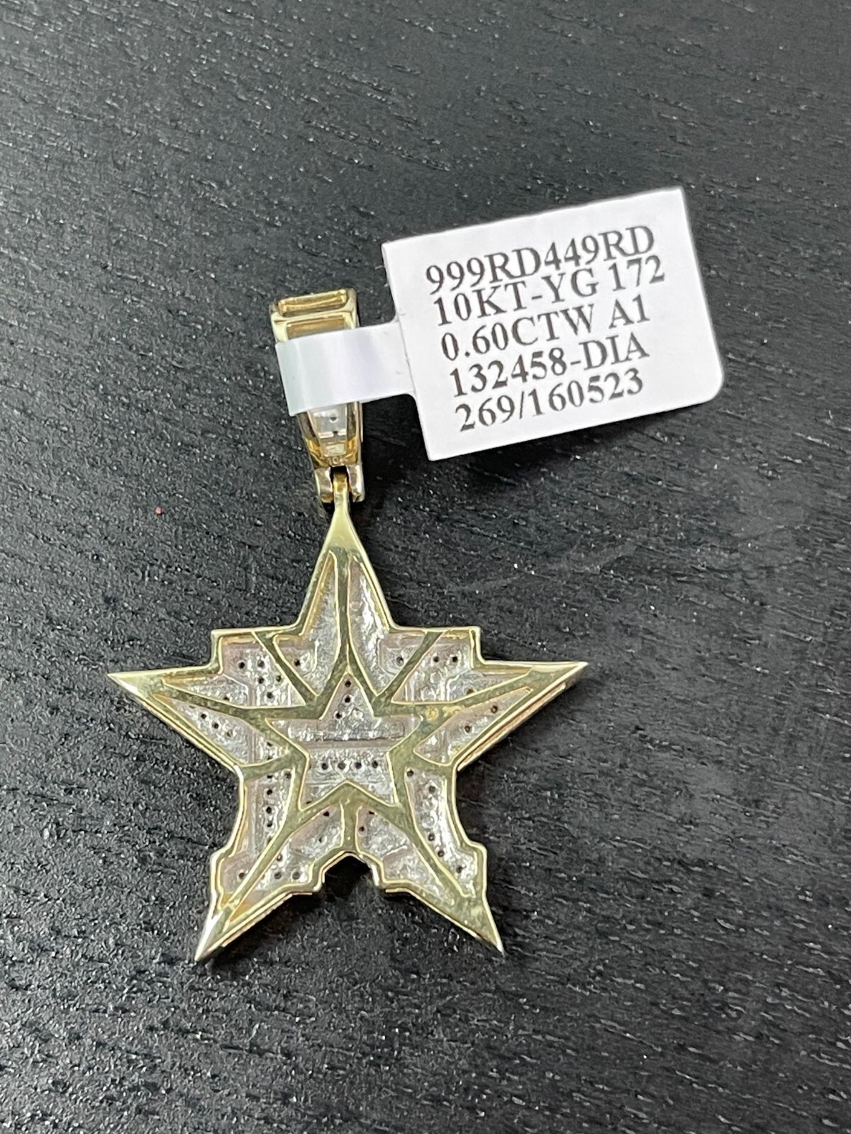 Pre-owned Mlb 10k Yellow Gold Genuine Diamond  Houston Astro Star Charm Pendant Texas 1.58c